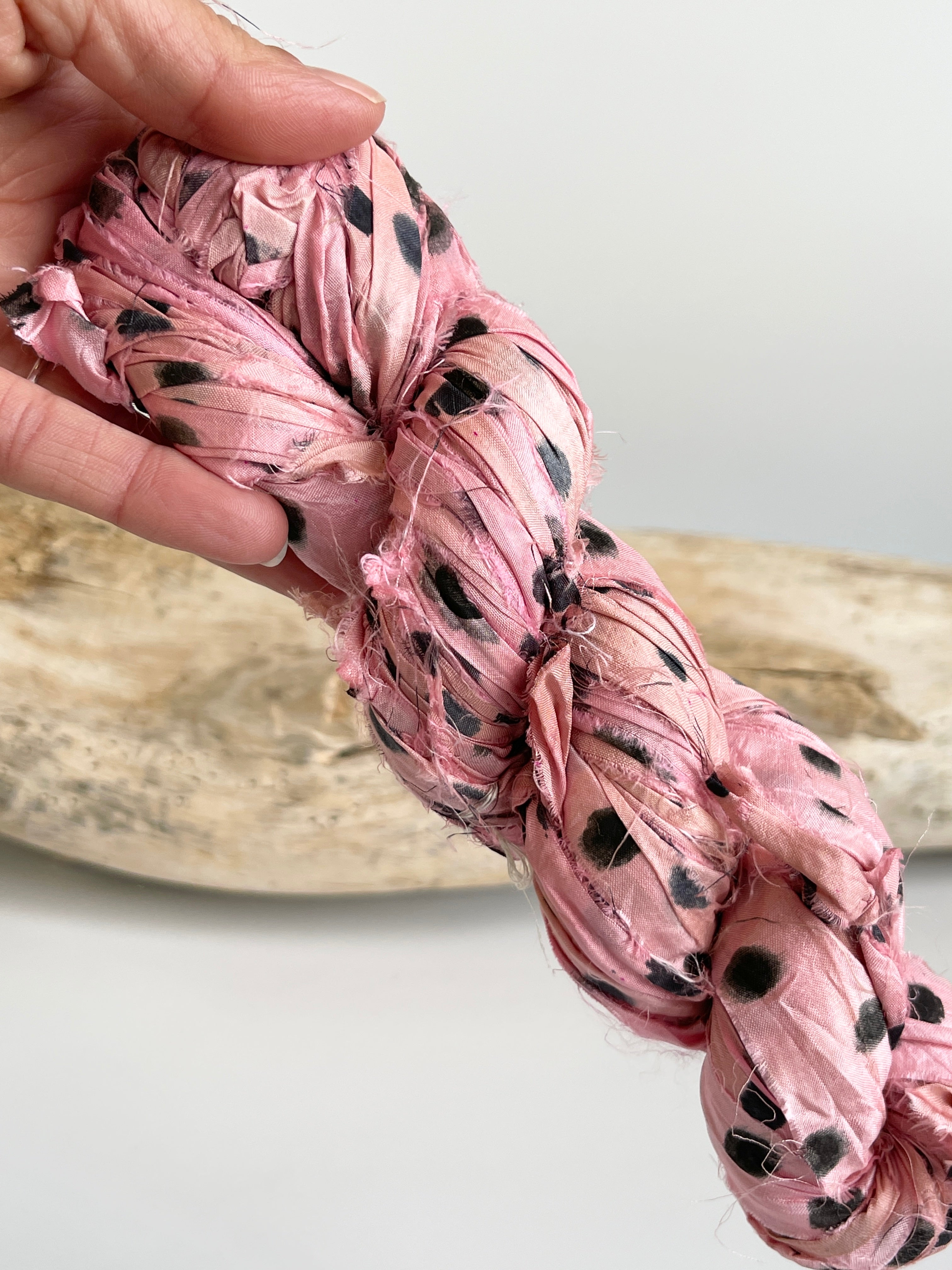 Hand printed Sari ribbon silk - 100g - Click to choose colours